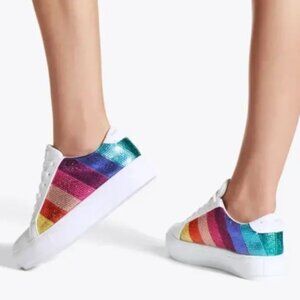 NEW Kurt Geiger Laney Crystal Stripe Platform Sneakers Size 40.5